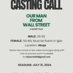 Casting Call - Our Man From Wall Street - https://wakacast.com