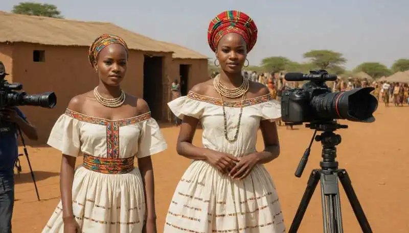 Casting Call - The Grid -Two Hausa women standing in front of a hut. https://wakacast.com