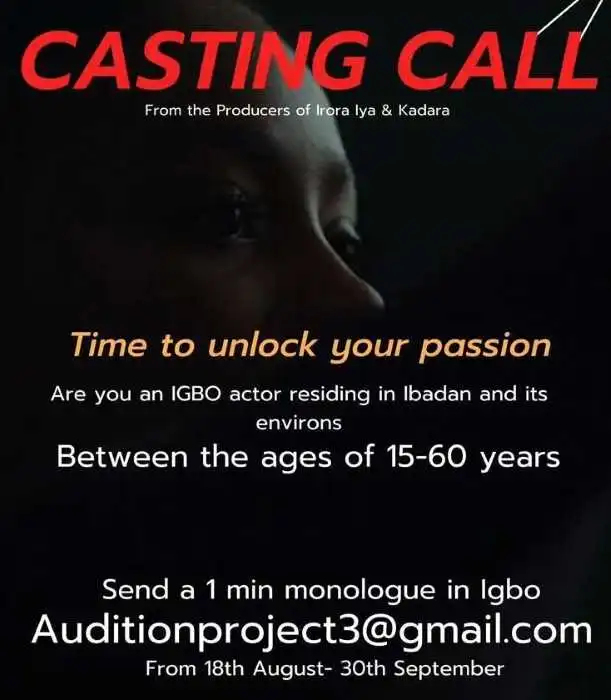 Audition for feature film in Ibadan - https://wakacast.com