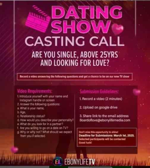 Dating Show Casting Call shared by https://wakacast.com